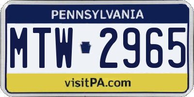 PA license plate MTW2965