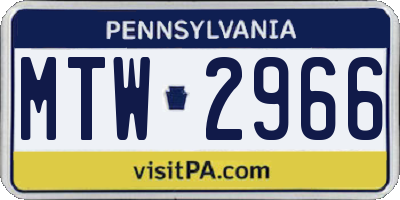 PA license plate MTW2966