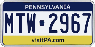 PA license plate MTW2967