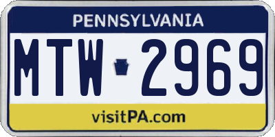 PA license plate MTW2969