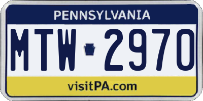 PA license plate MTW2970