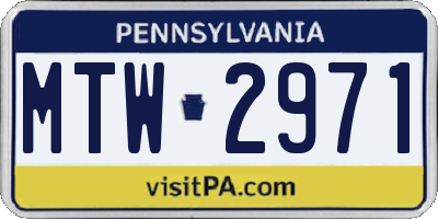 PA license plate MTW2971