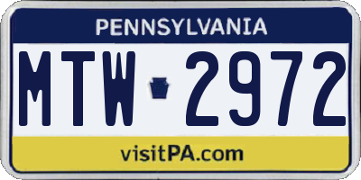 PA license plate MTW2972