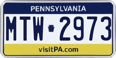 PA license plate MTW2973