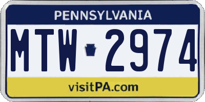 PA license plate MTW2974