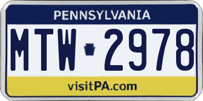 PA license plate MTW2978