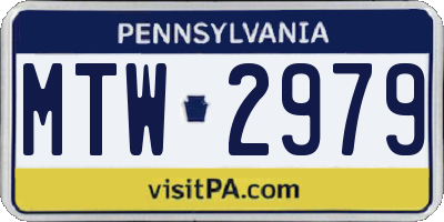 PA license plate MTW2979