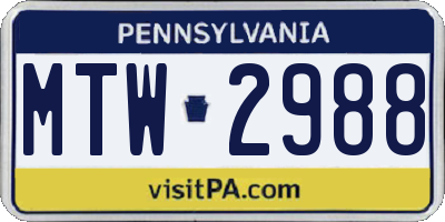 PA license plate MTW2988