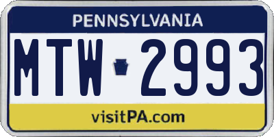 PA license plate MTW2993