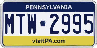 PA license plate MTW2995