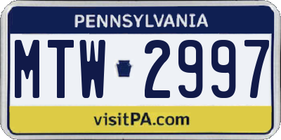 PA license plate MTW2997