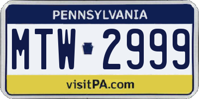 PA license plate MTW2999