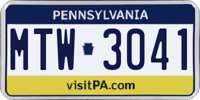 PA license plate MTW3041