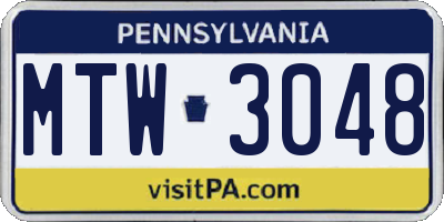 PA license plate MTW3048
