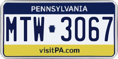 PA license plate MTW3067