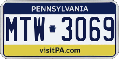 PA license plate MTW3069