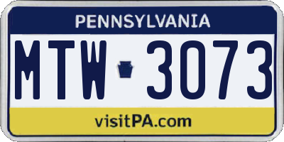 PA license plate MTW3073