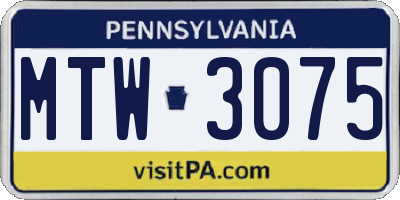 PA license plate MTW3075