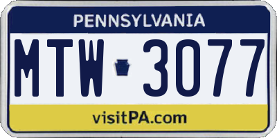 PA license plate MTW3077
