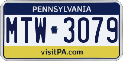 PA license plate MTW3079
