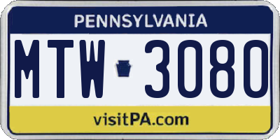 PA license plate MTW3080