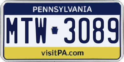 PA license plate MTW3089