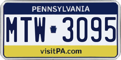 PA license plate MTW3095