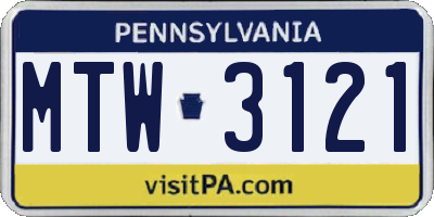 PA license plate MTW3121