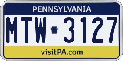 PA license plate MTW3127