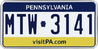 PA license plate MTW3141