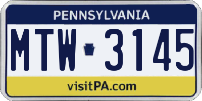 PA license plate MTW3145