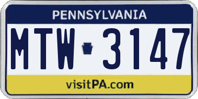 PA license plate MTW3147