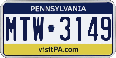 PA license plate MTW3149