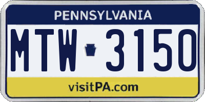 PA license plate MTW3150