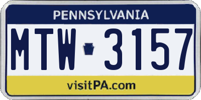 PA license plate MTW3157