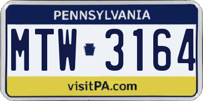 PA license plate MTW3164