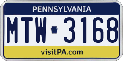 PA license plate MTW3168