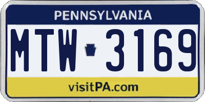 PA license plate MTW3169