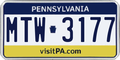 PA license plate MTW3177