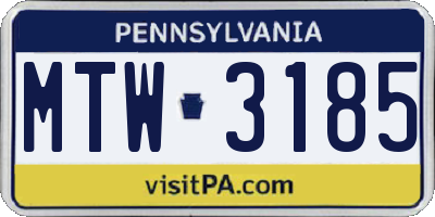 PA license plate MTW3185