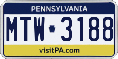 PA license plate MTW3188