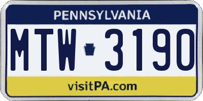 PA license plate MTW3190