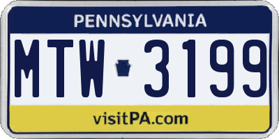 PA license plate MTW3199