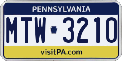 PA license plate MTW3210