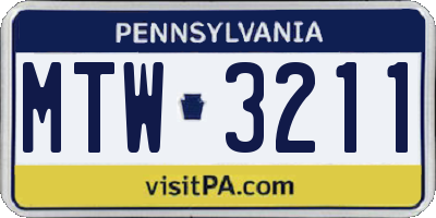 PA license plate MTW3211