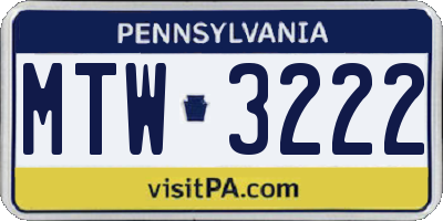 PA license plate MTW3222