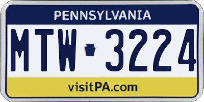 PA license plate MTW3224