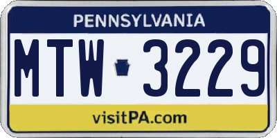 PA license plate MTW3229