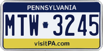 PA license plate MTW3245