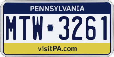 PA license plate MTW3261